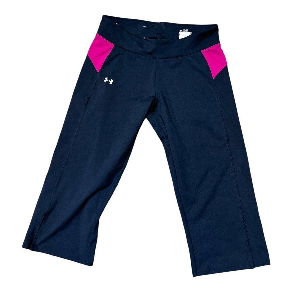 Under Armour Womens All Season Gear SM Capri Pants Black & Pink Leggings Workout